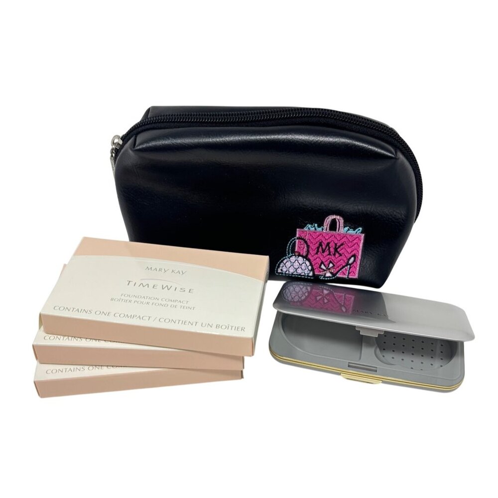 Mary Kay Timewise Foundation Compact, Lot of 3 with Cosmetic Bag, NEW!